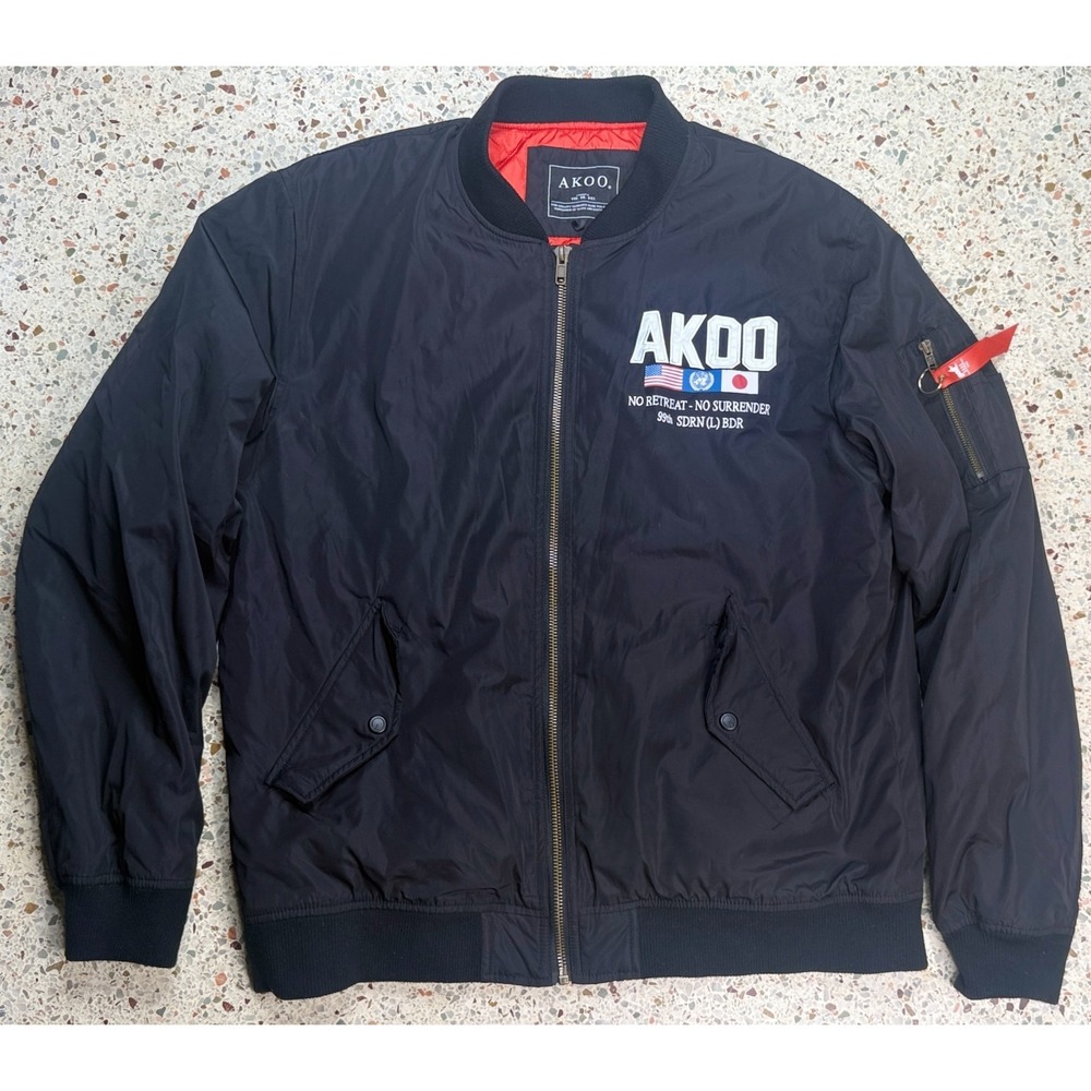 Akoo‎ Men's Full Zip Aviator Long Sleeve Bomber Jacket Size 3XL